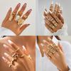 Personalized Retro Combination Ring Fashion Versatile Liquid Lava Flower Irregular Ring Set for Women