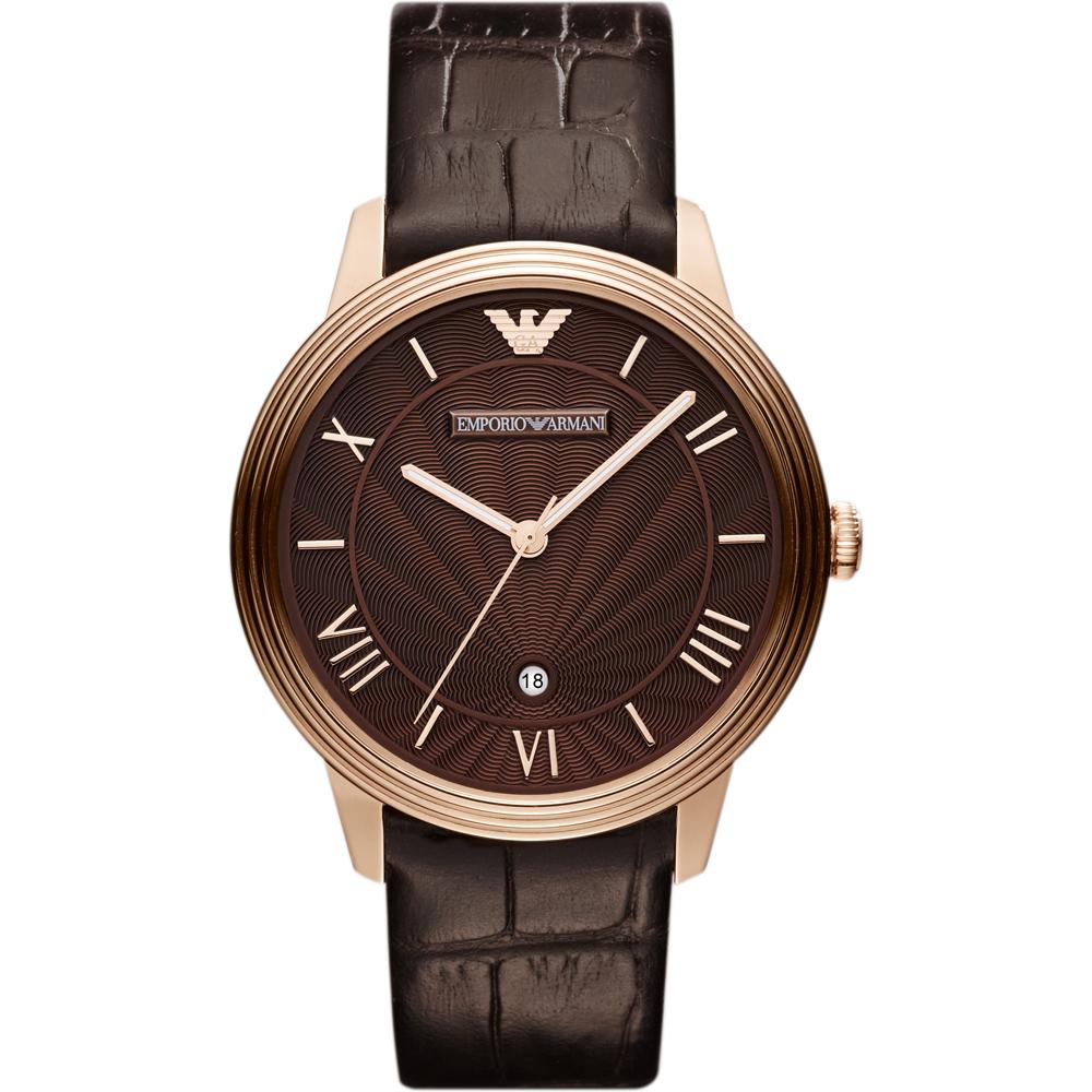 

Emporio Armani Dino Large Brown Leather Men s Quartz Time 3 Hands Watch AR1613 коричневый