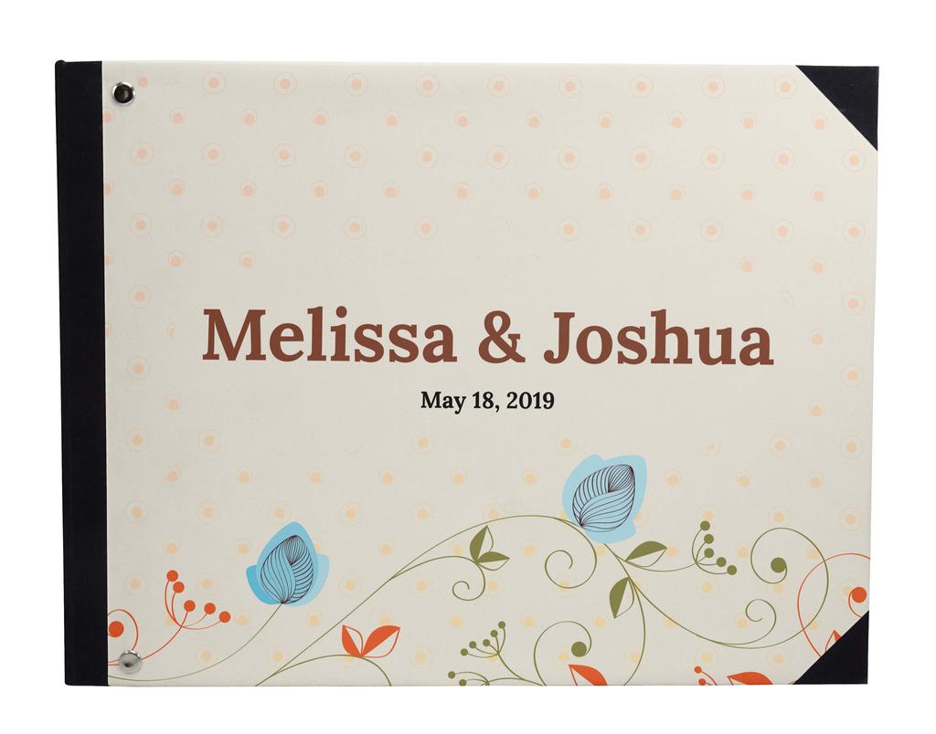 Darling Souvenir Blue Floral & Geometric Hardbound Cover Printed Anniversary Wedding Guestbook Scrap Book-7 X 9
