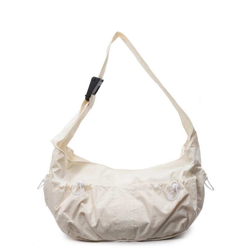 Nylon Shoulder Bag With Drawstring Closure For Casual Daily Use