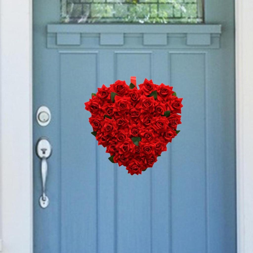 Valentine's Day Wreath 15 inch Love Heart Wreath Door Wreath for Indoor Outdoor