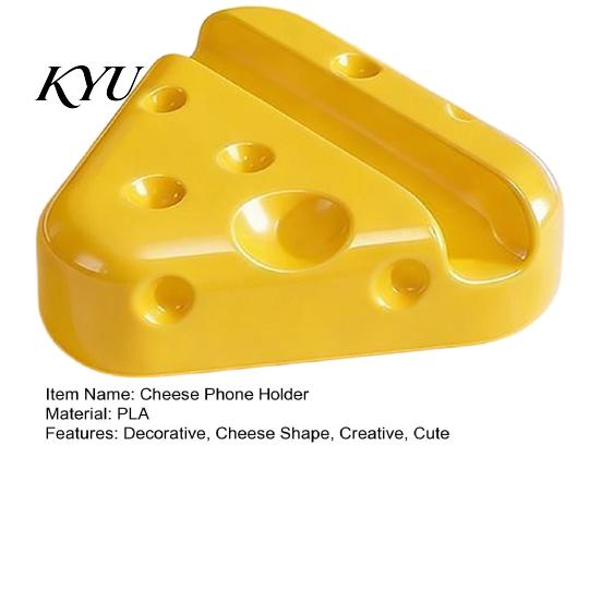 Novelty Cheese Shape Stand 3D Printed Phone Holder, Cute Desktop Stand, Compact Smartphone Hands Free Viewing Stable Cell Dock for Home Office