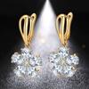 HUAMI New Plated Gold Drop Earings Flower Jewelry Two AAA Zircon Long-lasting Gift For Sister Bizuteria Damska