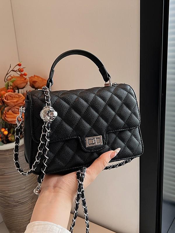 2024 Women's Fashion Diamond Pattern Chain Crossbody Bag - High-End Small Square Handbag