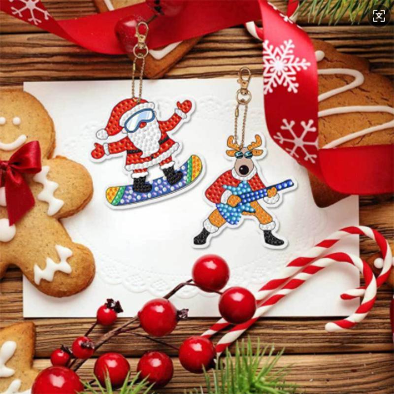 Weihnachts-Überraschungsbox Diamantmalerei DIY Punkt Diamant Schlüsselanhänger Anhänger Acryl Kinder Handgemachte Diamantmalerei