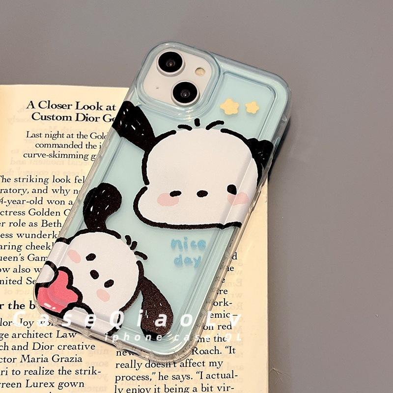 Korean cute puppy applies to apple 14 mobile phone case airbag couple iphone15promax new 11 silicone