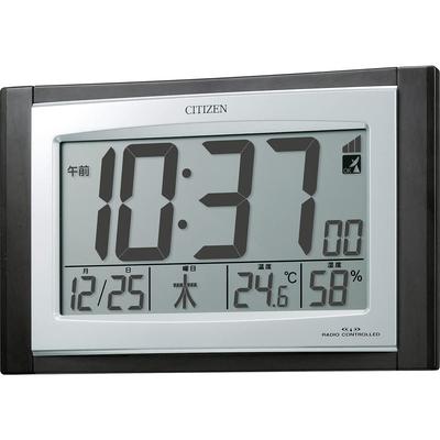 Citizen Wall Clock Radio Controlled Clock Digital Hanging Temperature Humidity Calendar Display Brown Grain 157 X 240 X 40mm CITIZEN Paldigito