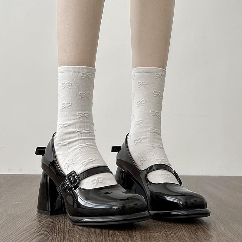 Simple Internet celebrities ins black platform thick heel high heels women's spring and autumn 2025 new retro French Mary Jane shoes