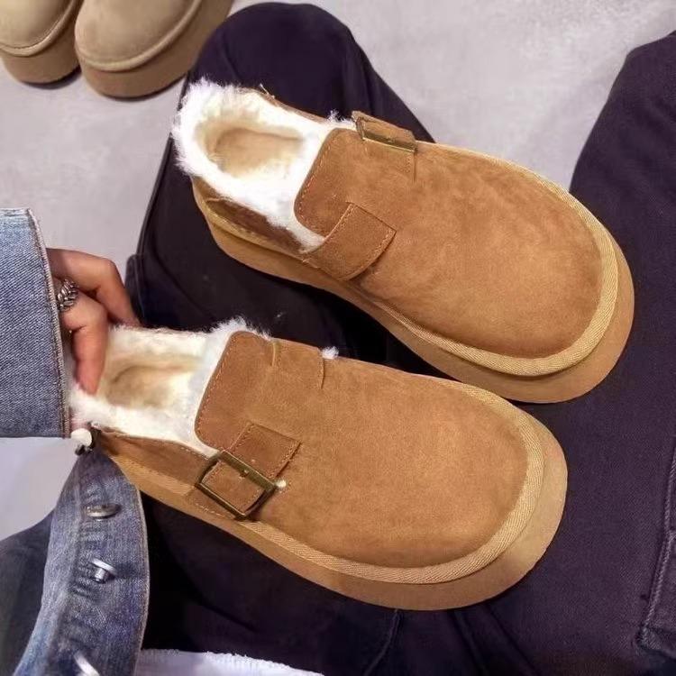 Winter Velvet Thickened Thick-soled Snow Boots Low-top Shallow Mouth New Short Tube Warm and Non-slip Cotton Shoes