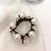 Retro Glitter Rhinestone Pearl-Trimmed Scrunchie Hair Tie for Women