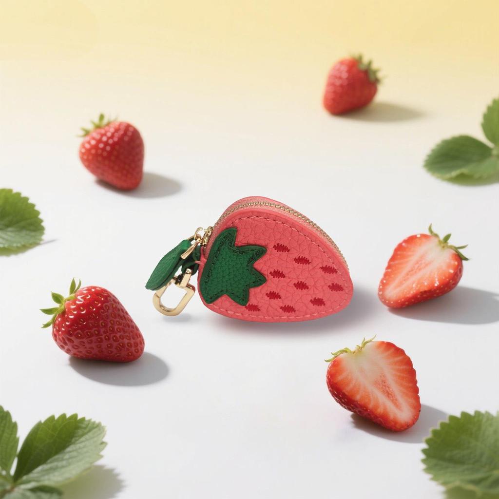 Fresh Style Leather Fruit Coin Purse Keychain Charm