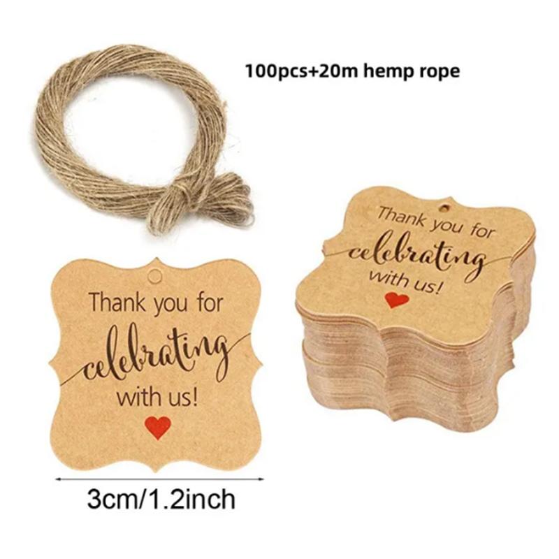 100pcs+20m hemp rope. Thank you for celebrating with us. Handmade tags, gift decorations, blank price tags