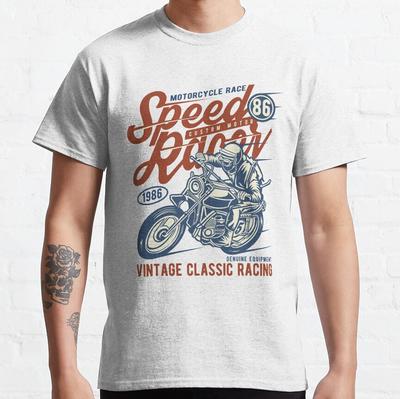 Speed Racer Vintage Classic Motorcycle Racing Genuine Equipment Motor Bike Printed T Shirt 100% Cotton Plus Size Men's Clothing