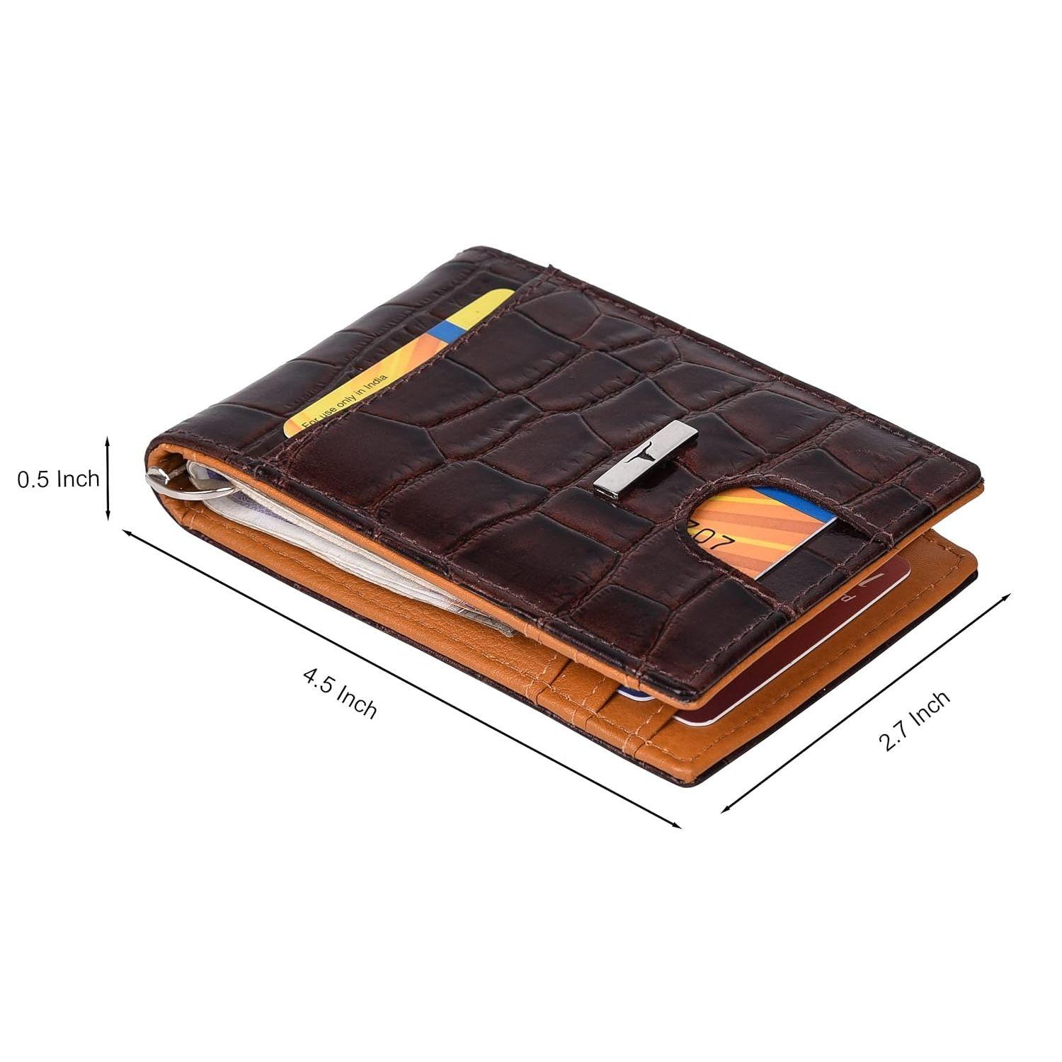 Кожаный кошелек с зажимом для денег Eddy Brown/Mustard для мужчин — фото 4