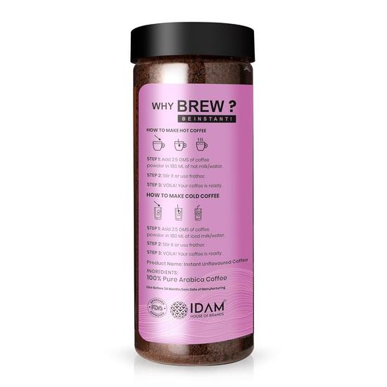 Bevzilla 200 Gram Vanilla Flavoured Instant Coffee Powder Jar|Make 100 Cups|Arabica Coffee|Hot & Cold Brew