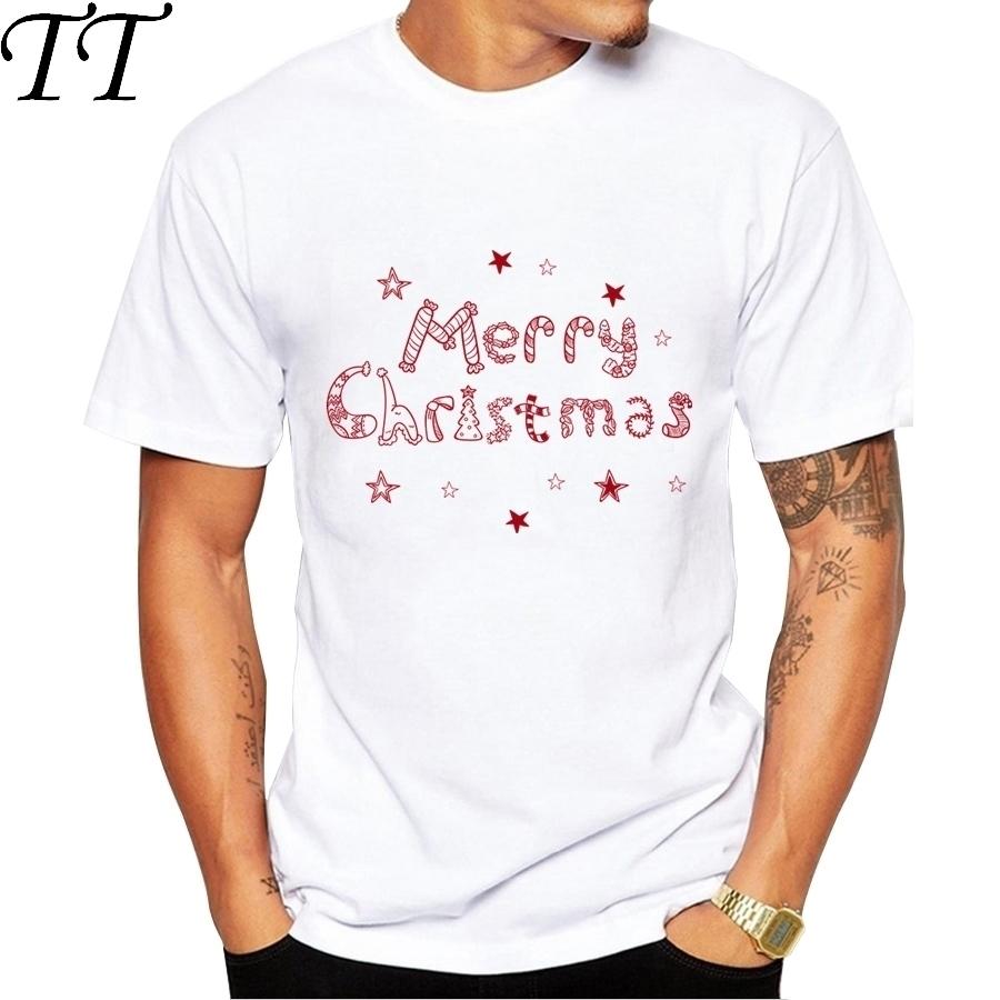 Merry Christmas T Shirts Men 2019 New Arrival Letters Printing Tshirt Chemise Homme Funny Gift for Mens Roupa Masculina Gt167