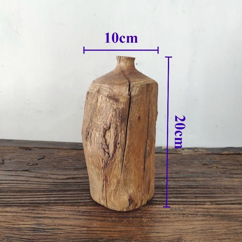 Wood Flower Vase Wabi-sabi Style Flower Arrangement Vases Retro Dining Table Vase Ornaments Living Room Decorative Accessories