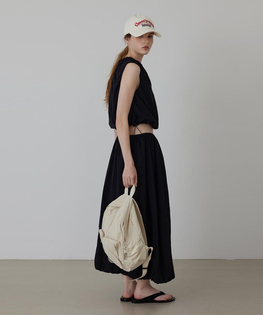 Kwinseulaebis Balloon String Set-Up Cooling Banding Long Skirt_Black_2Colors