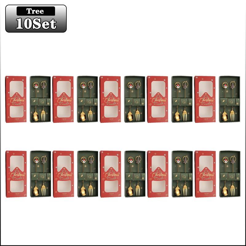 20Sets Christmas Spoon Set Cute Christmas Gift Cutlery Two Sets Father Christmas Doll Dessert Spoon Cutlery Set Christmas