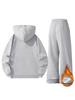 Unisex Casual Velvet Hoodie & Sweatpants Set - Solid Colors