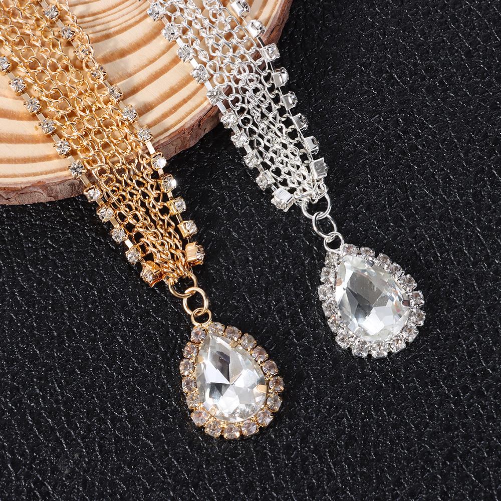 Kopfschmuck Böhmisch Goldfarbe Kristall Strass Wassertropfen Muster Hochzeits Schmuck Kopfkette