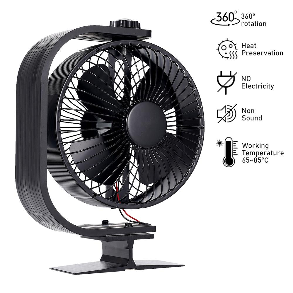 

360° Fireplace Fan Rotation 4-Blade With Protective Cover Log Burner Eco-Friendly Quiet Fan For Home Winter Outdoor Camping