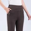 Spring and Autumn High-Waisted Elastic Straight-Leg Pants for Middle-Aged and Elderly Women