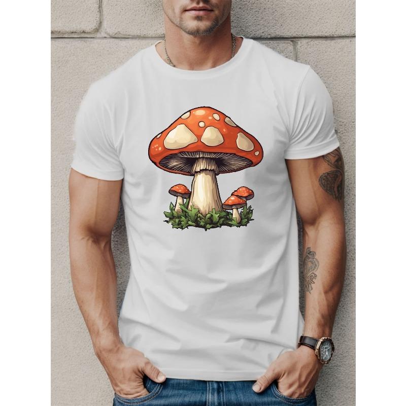 Europäische Größe Pilzmuster Trendiges Herren-T-Shirt Für Sommer Outdoor, Geschenk Für Männer, Herrenbekleidung