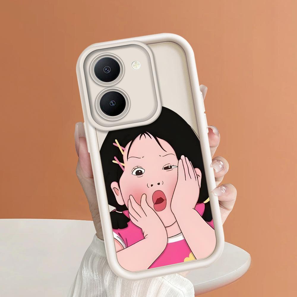 Scări pătrate din silicon moale, model de desene animate, acoperire completă, protecție pentru cameră, husă rezistentă la șocuri pentru iPhone Infinix Tecno Vivo