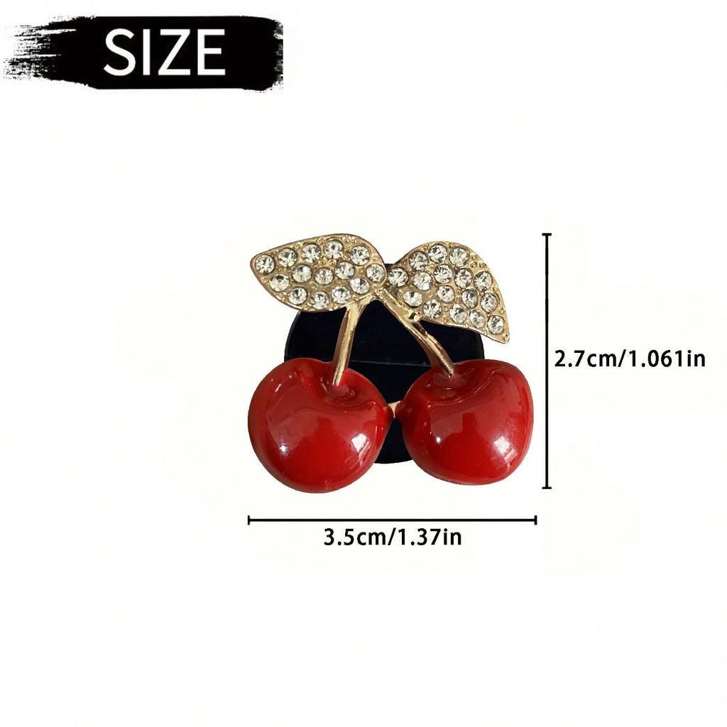2pcs Rhinestone Cherry Car Fragrance Clip, Fruit Car Air Freshener & AC Vent Decor for Women