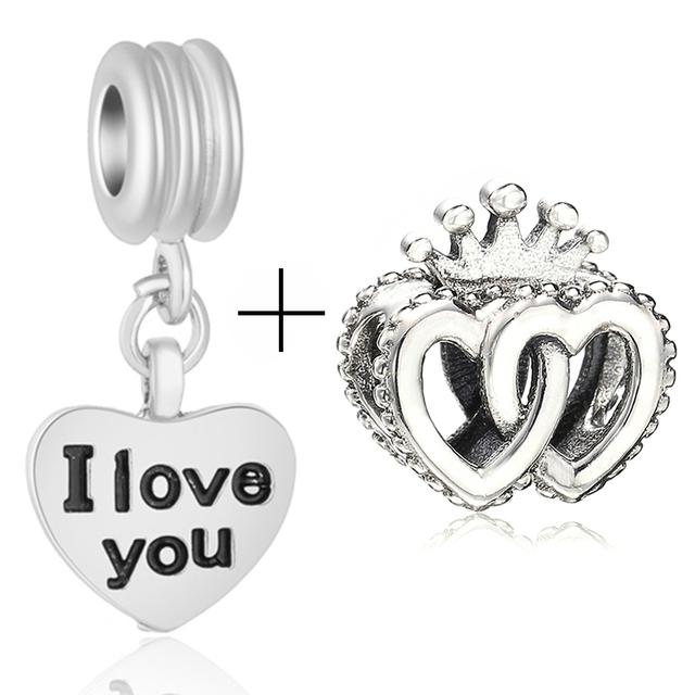 2pcs /Lot New Mom &Dad Charm Beads Fit European Style Brand Bracelets For Women Family Romantic Jewelry Gift Buy 1 Get 1 Free
