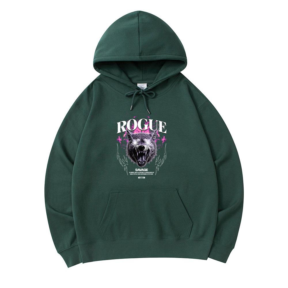 

300 GSM Men s Cotton Hoodies Wolf Streetwear Graphic Print Premium Cotton Sweatshirt XS армия зеленый