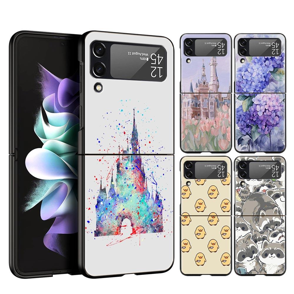

Чехол для телефона с мультяшным принтом для Samsung Galaxy Z Flip 3 4 5, складной мобильный чехол для Samsung Z Flip3 Flip4 Flip5, жесткий чехол для ПК Samsung Z Flip 4