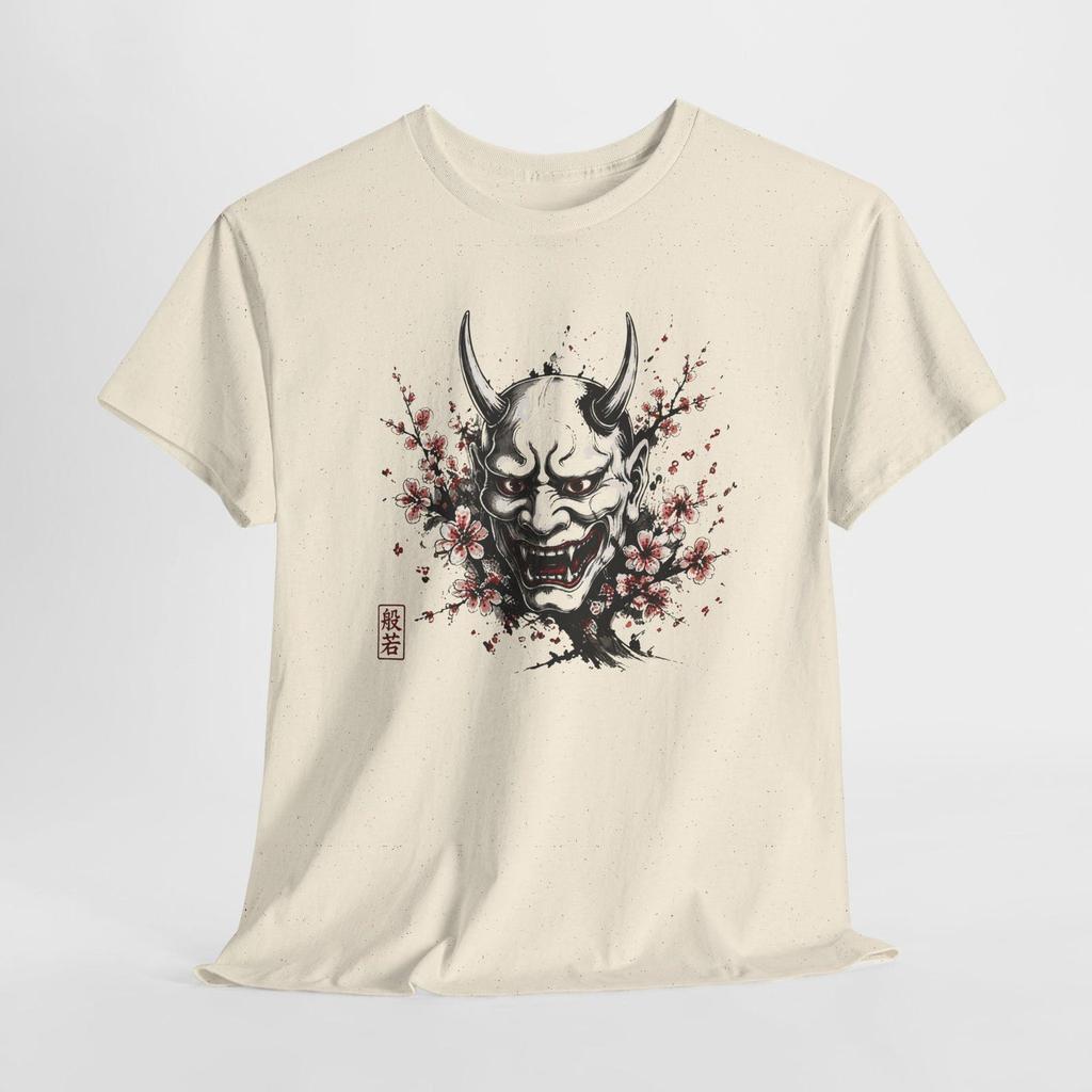 Hannya Mask Tee | Japanese Demon Mask, Sakura Ink Splash T-Shirt