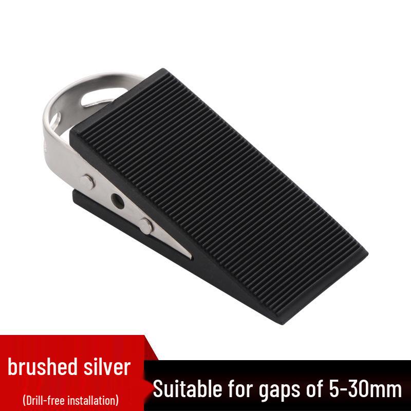 Windproof Stainless Steel Door Stopper: No-Drill Rubber Safety Blocker for Sliding Glass Doors, Anti-Collision Limiter.
