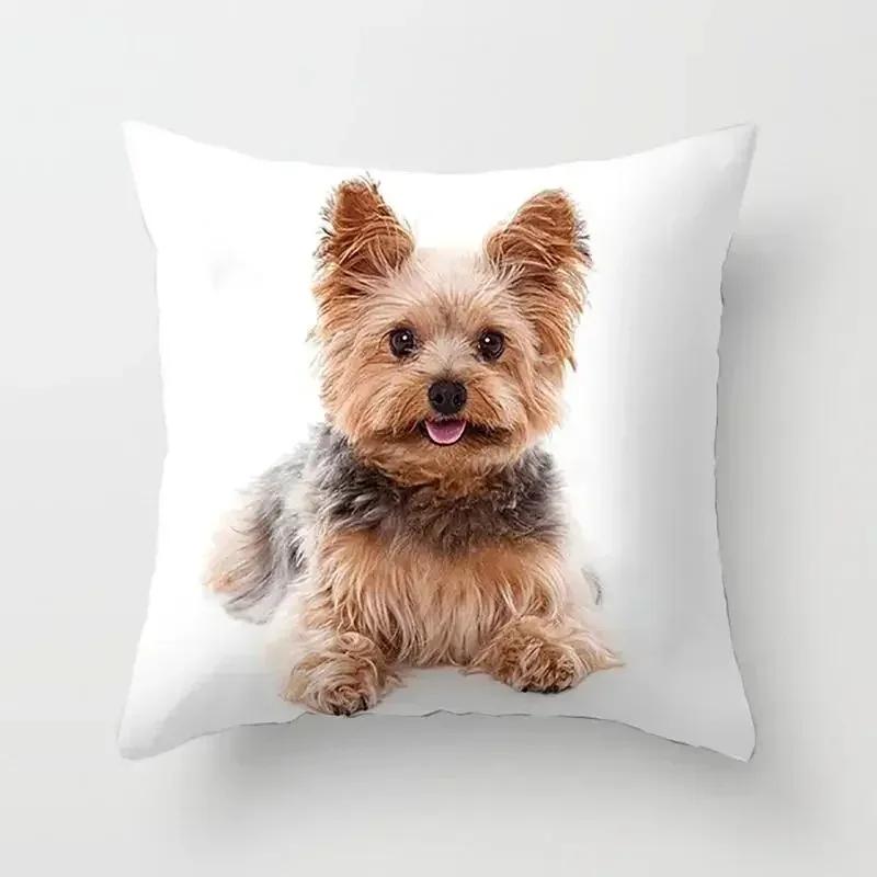 VIKAMA Yorkshire Dog Hd Pillow Case Cute Pet Print Detachable Washable Pet Style Living Room Sofa Bedroom Pillow Case