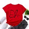 Cotton T-Shirt Short Sleeve Round Neck Women 2d Print Tops