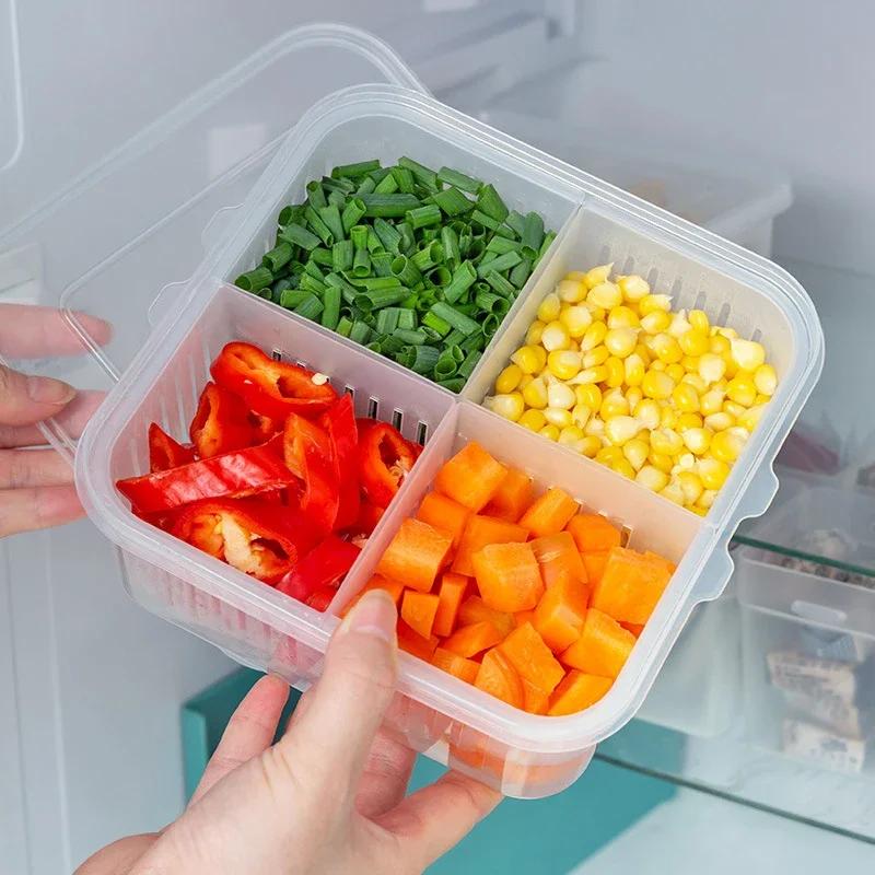 

Kitchen Organizer Refrigerator Food Drain Fresh-Keeping Box Ginger Garlic Onion Pepper Storage Box Fruit Vegetables Drain Basket