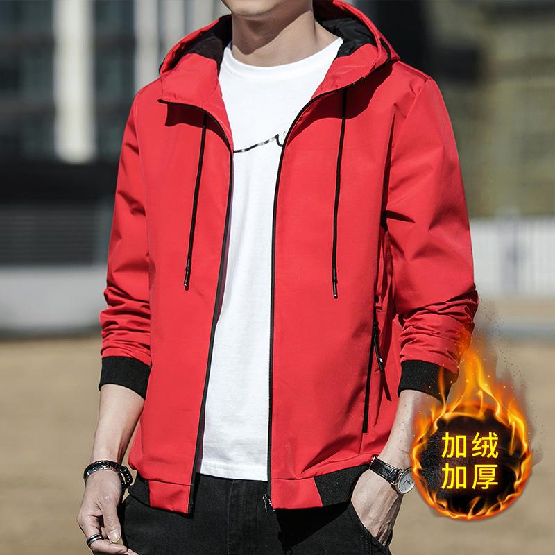 

Autumn and winter new jacket jacket fleece warm trend top handsome casual hooded fashion jacket 5XL