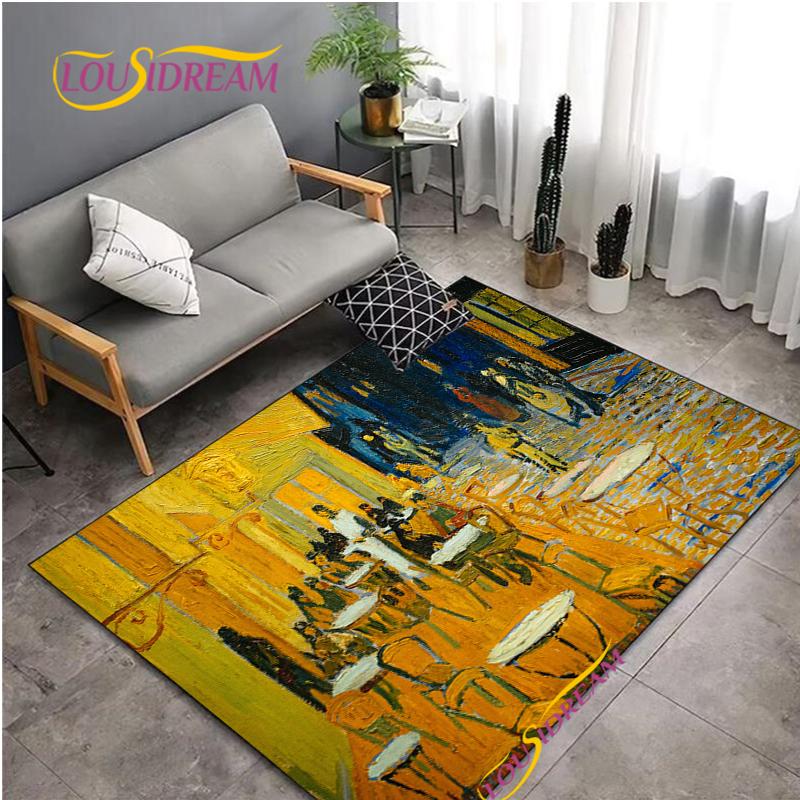 Fashion Van Gogh Art Carpet for Living Room Bedroom Rugs Kitchen Kids Door Un-slip Floor Mats Alfombra Birthday gift Poster Mat