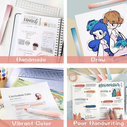 Ucravo 12 Pack Asthetic Highlighters Colors, Bible Highlighters And Pens No Bleed, Dual Tip Pastel Highlighter Pens For 11