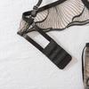 4pcs Sexy Ultra-thin Mesh Women'S Lingerie Set with French Hollow Lace Breathable Bra Thong Thigh-High Socks and Thigh Lace Trim