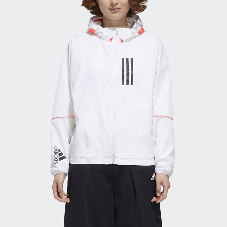 Adidas W.N.D. Sports Jacket With Hood For Spring And Autumn Women Jackets White GF0131