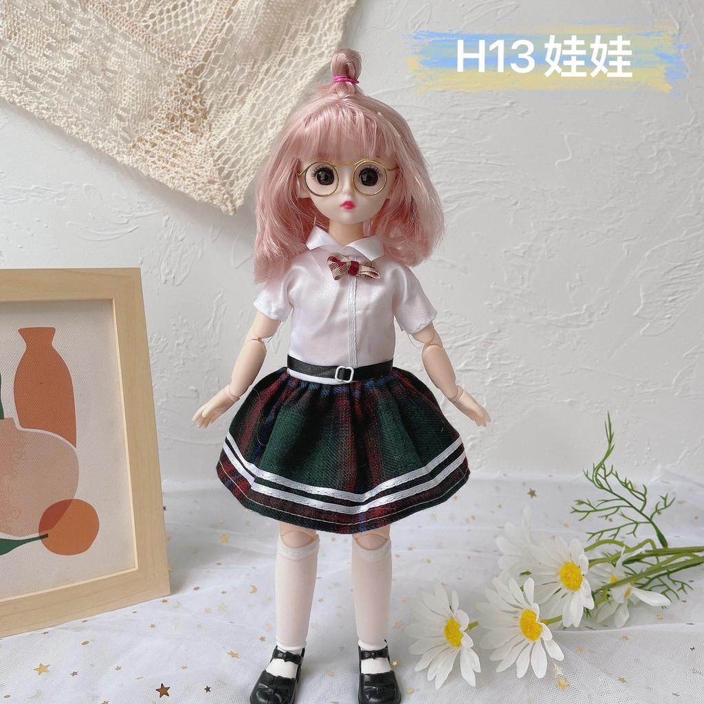 30cm 23 Joint 3D Real Eye 6 Points BJD Doll Princess Dress Up Girl Play House Toy