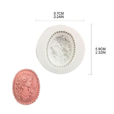 Handgefertigte Fondantform Viktorianischer-Ovaler Rahmen Silikonform Porträt der Königin Siegel