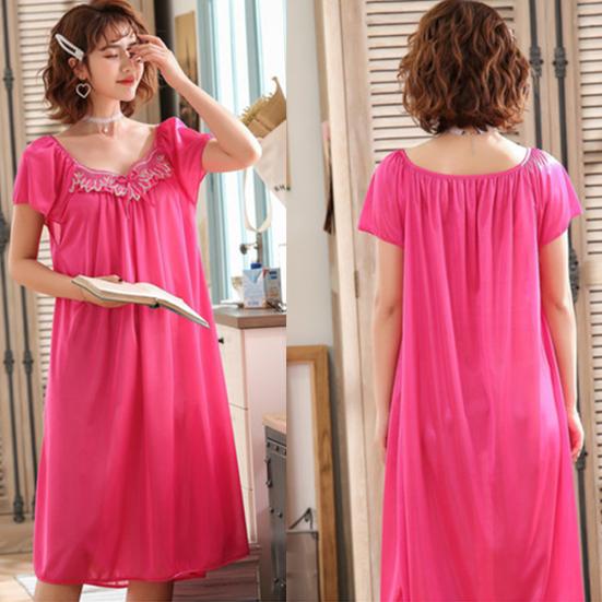 Sexy Wome Pustende Oversized Kortermet Midi Nattkjole Natttøy Pyjamas