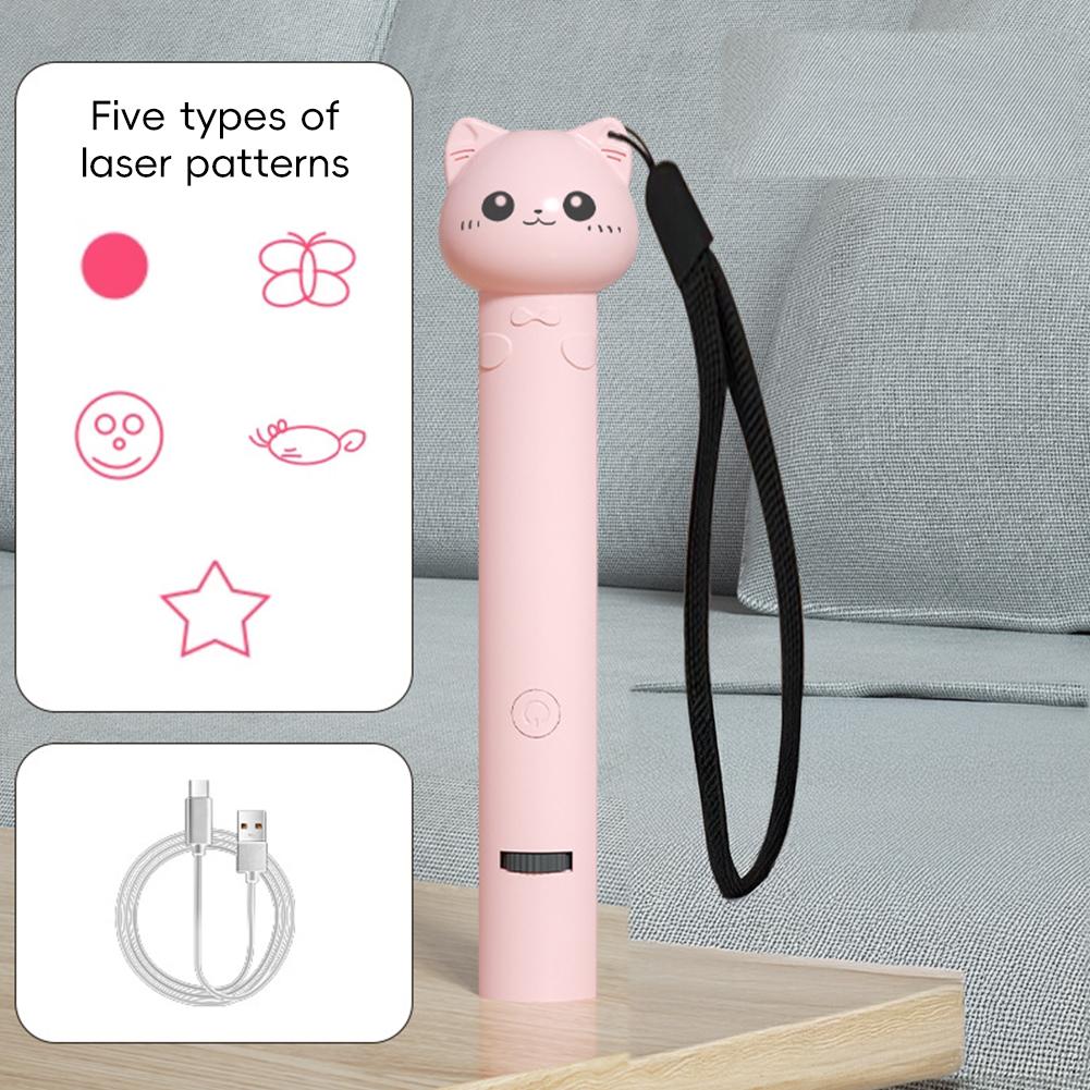 

Интерактивная игрушка для кошек с красной точкой, безопасная, с USB-зарядкой, игрушка-дразнилка 3 в 1 для котят, портативная палочка-дразнилка для кошек, забавная игрушка-лазерная указка для кошек розовый