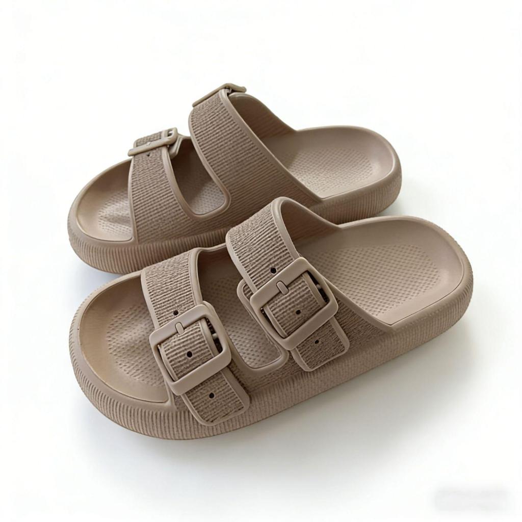 2025 Dicksohlige EVA-Sandalen mit Doppelschnalle: Step-On-Komfort für Paare, Frauen, Innen-/Außenbereich