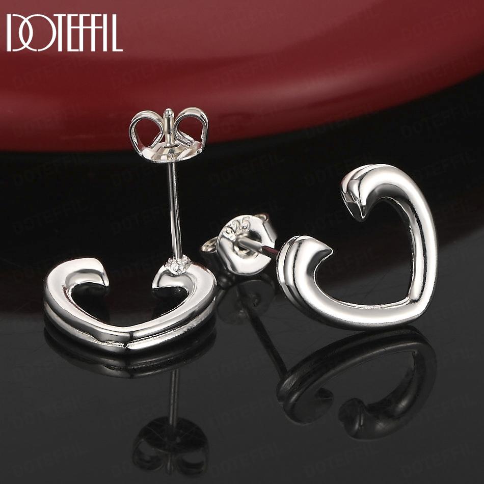 Exquisite 925 Sterling Silver Open Heart Earrings - Banquet Pendant Jewelry