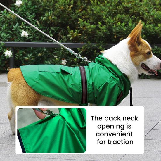 Pet Raincoat with Reflective Strip Waterproof Dog Rain Coat Jacket with Leash Hole Adjustable Hooded Dog Rain Coat for Small Medium Dogs